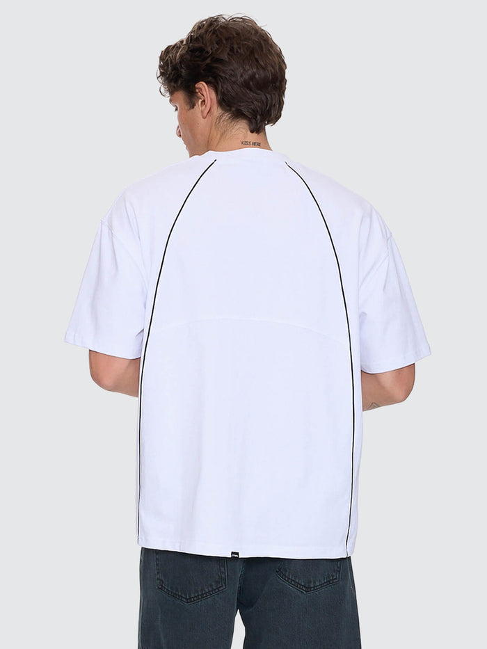 Heavy Voltage Box Fit Oversize Cropped Piping Tee - White XS