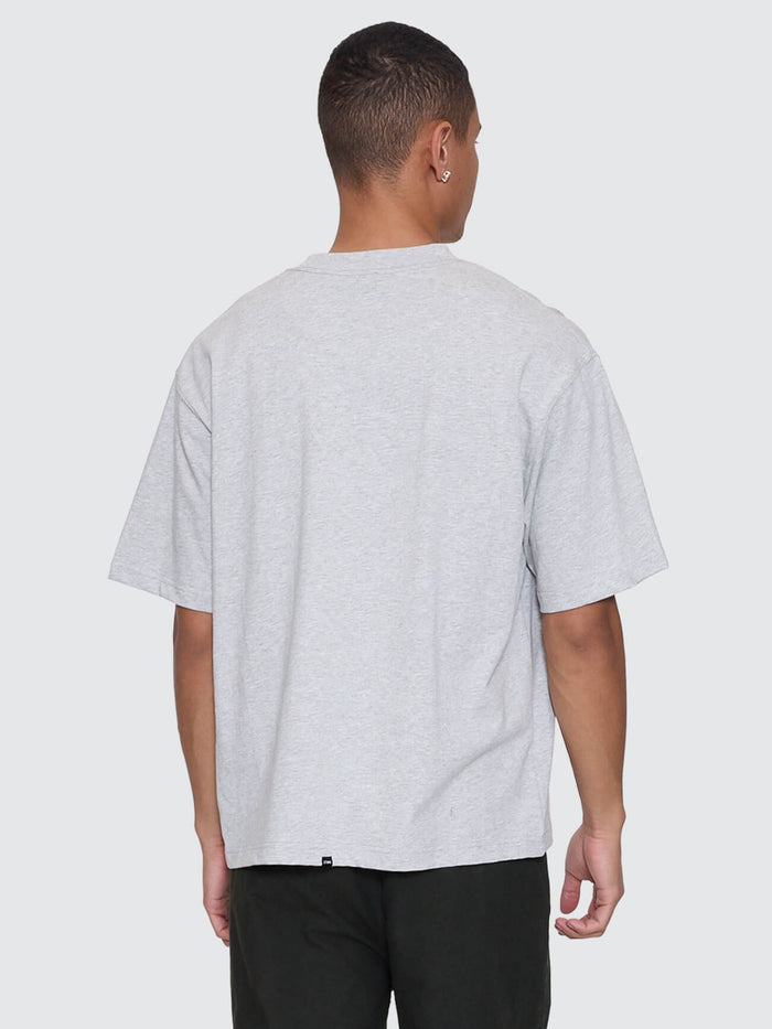 Victory Embro Box Fit Oversize Cropped Contrast Stitch Tee - Snow Marle XS