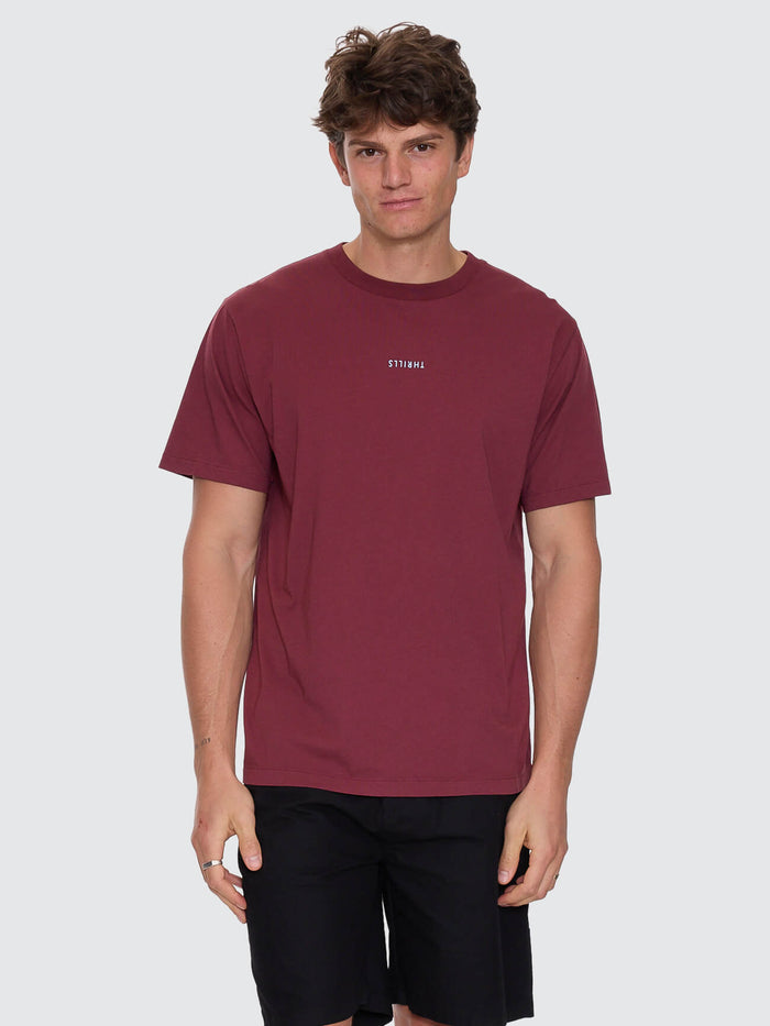 Minimal Thrills Merch Fit Tee - New Maroon XS
