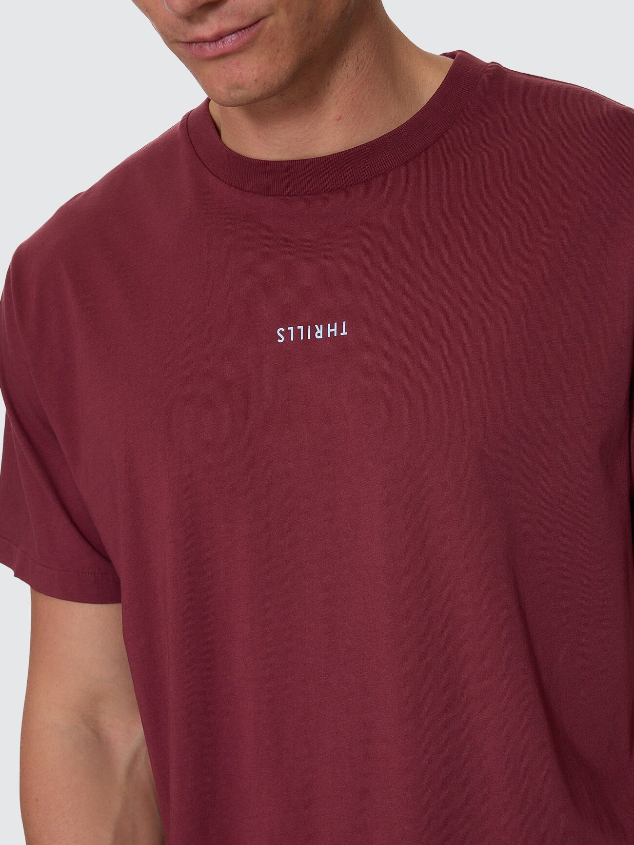 Minimal Thrills Merch Fit Tee - New Maroon XS