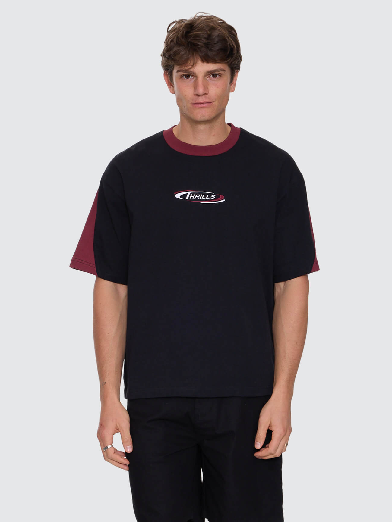 Spectral Panel Box Fit Oversize Cropped Tee - Black XS