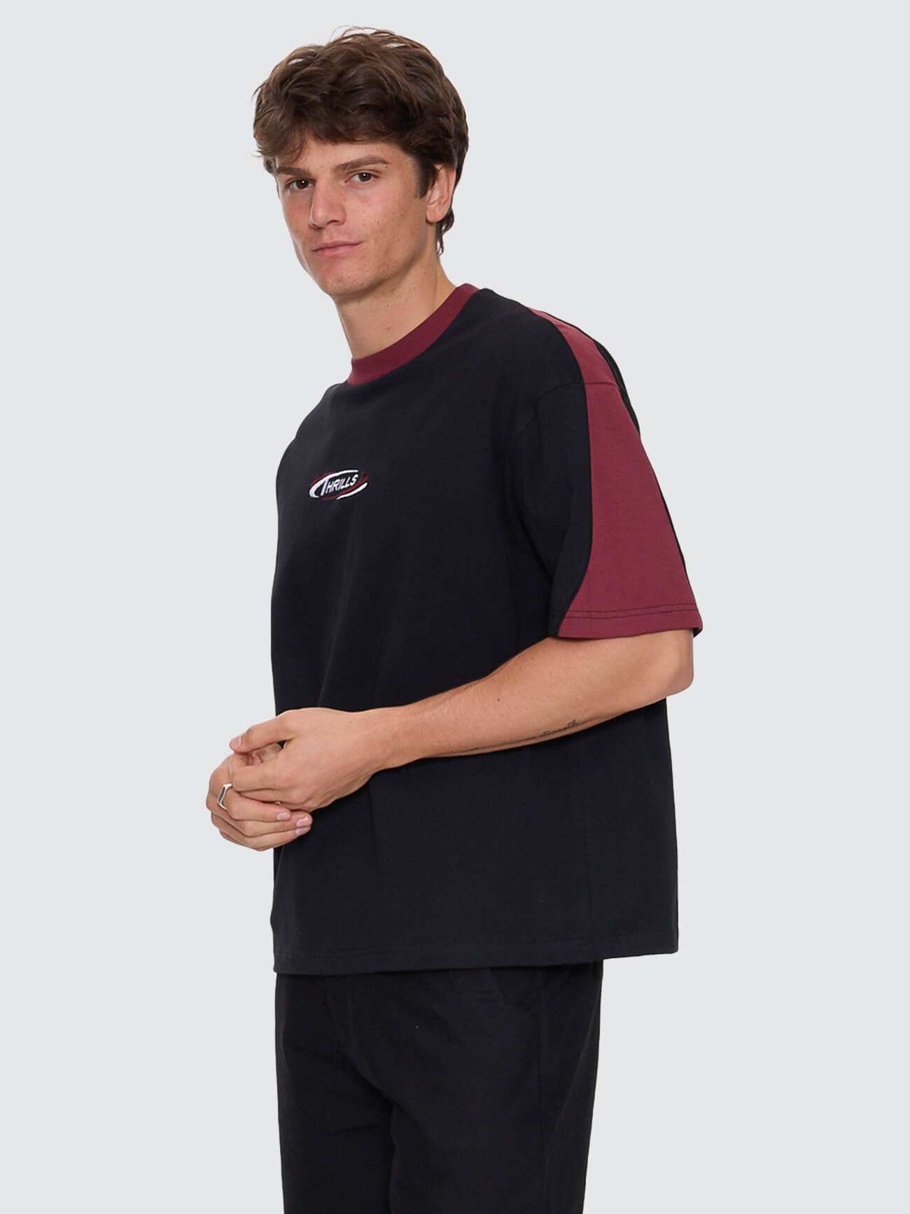 Spectral Panel Box Fit Oversize Cropped Tee - Black XS