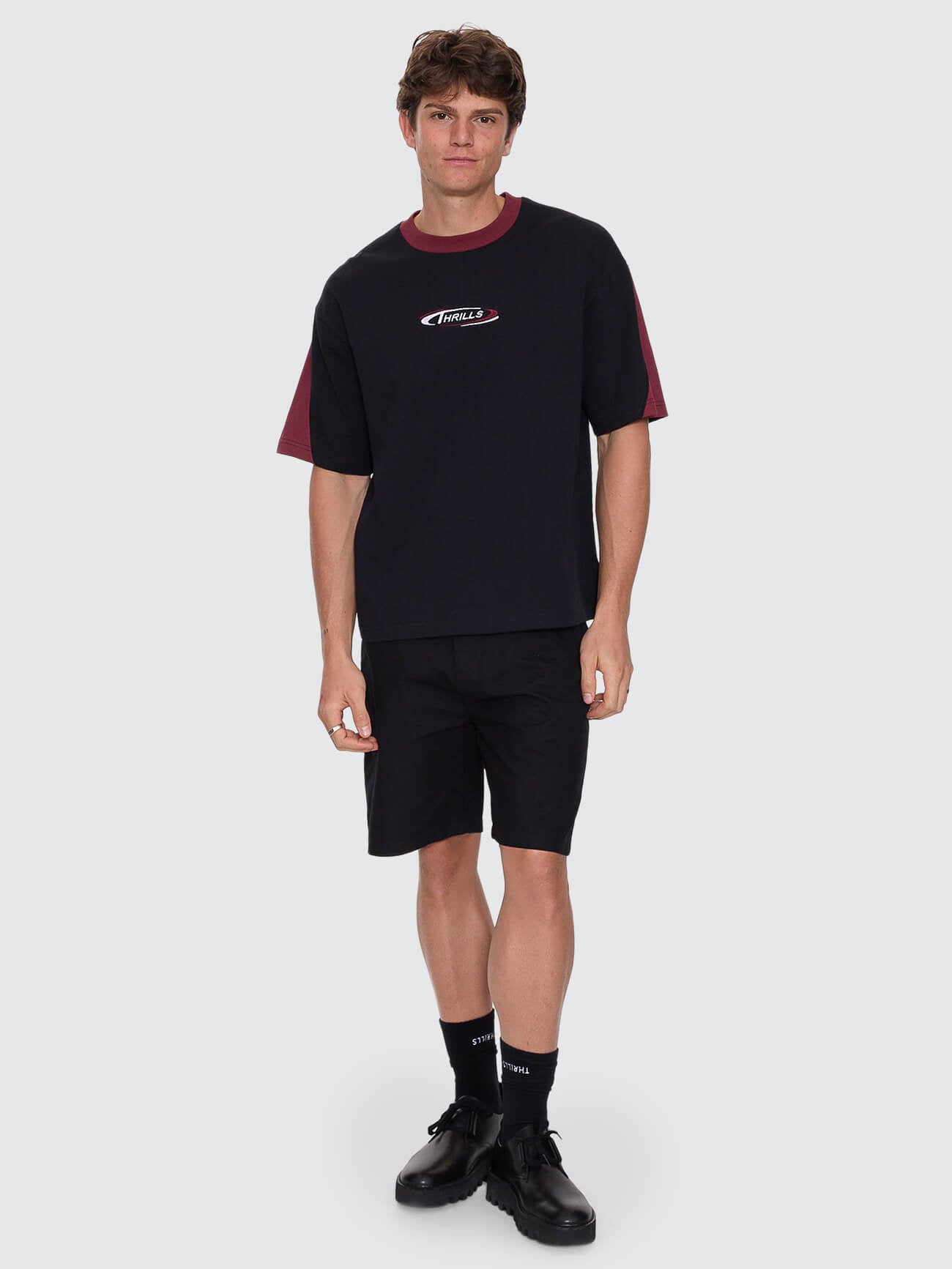 Spectral Panel Box Fit Oversize Cropped Tee - Black XS
