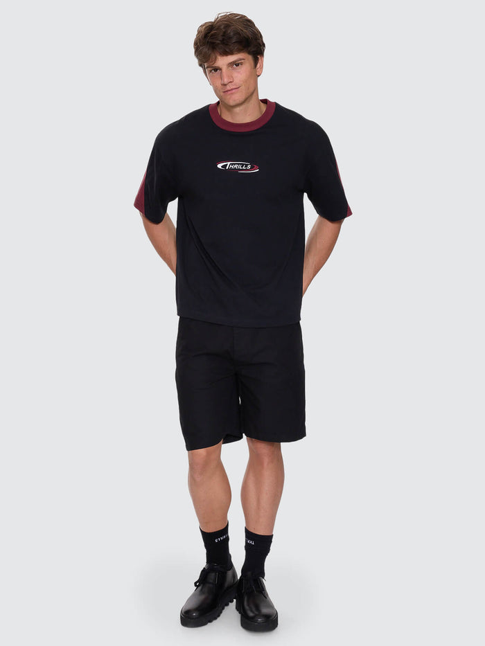 Spectral Panel Box Fit Oversize Cropped Tee - Black XS