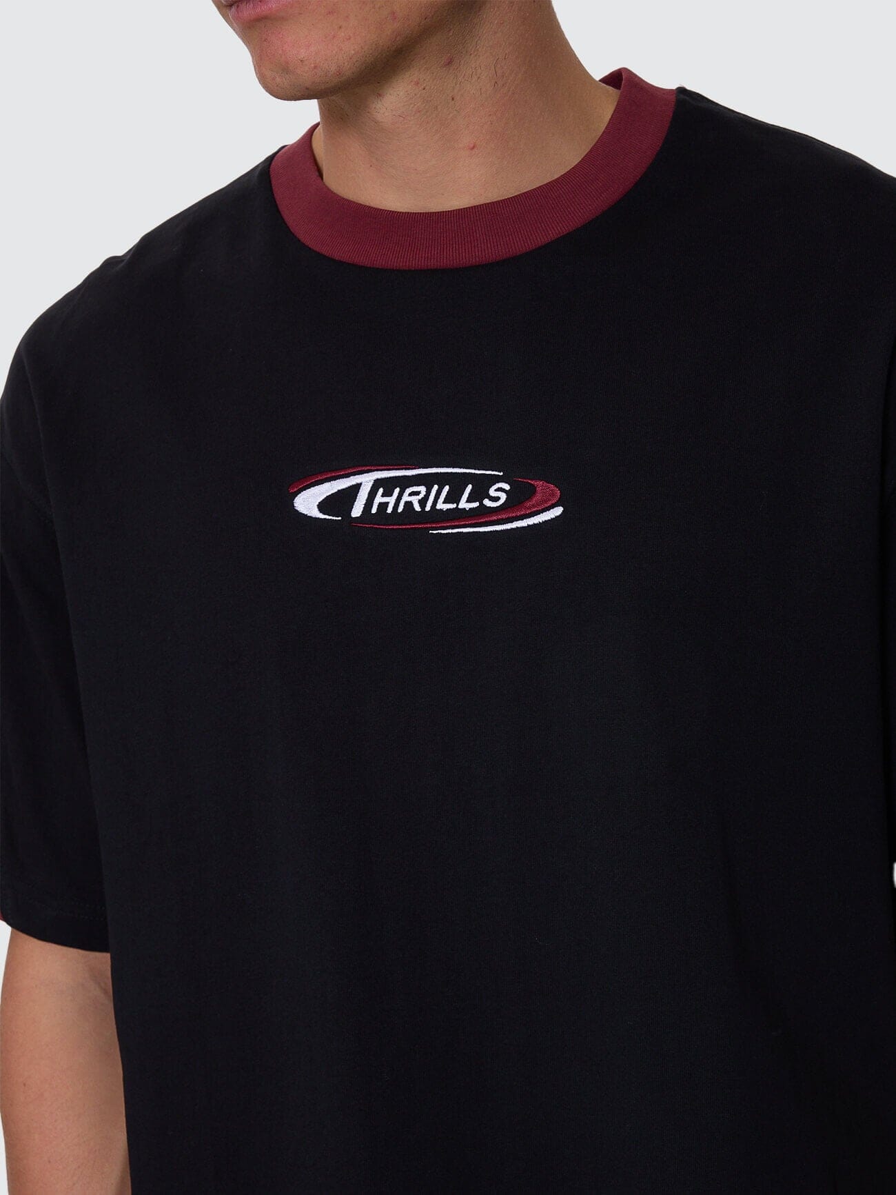 Sting Of Defeat Panel Box Fit Oversize Tee - Black | Thrills Co.