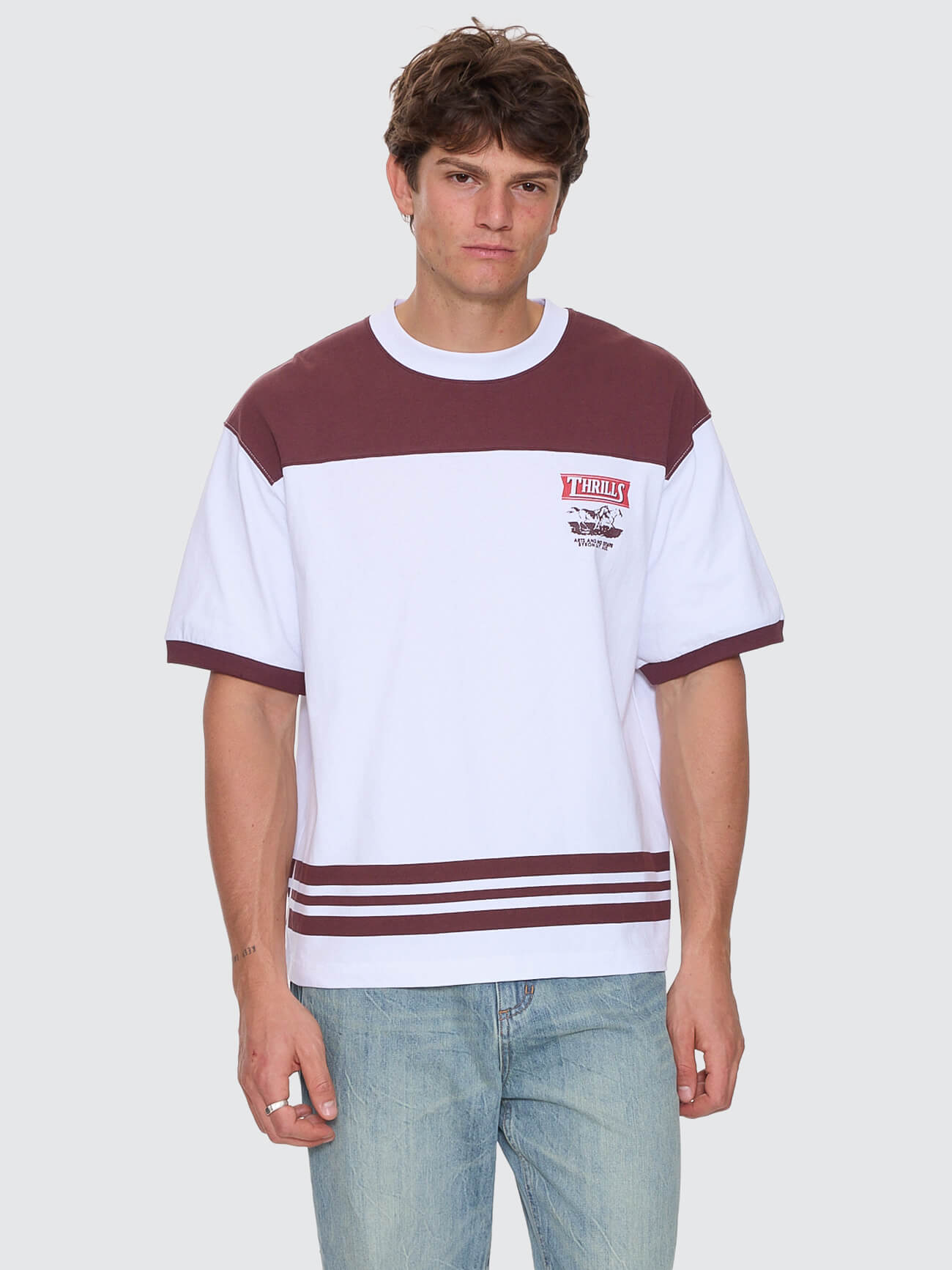 Deep In The Heart Of Byron Box Fit Oversize Cropped Panel Tee - Bitter Chocolate XS