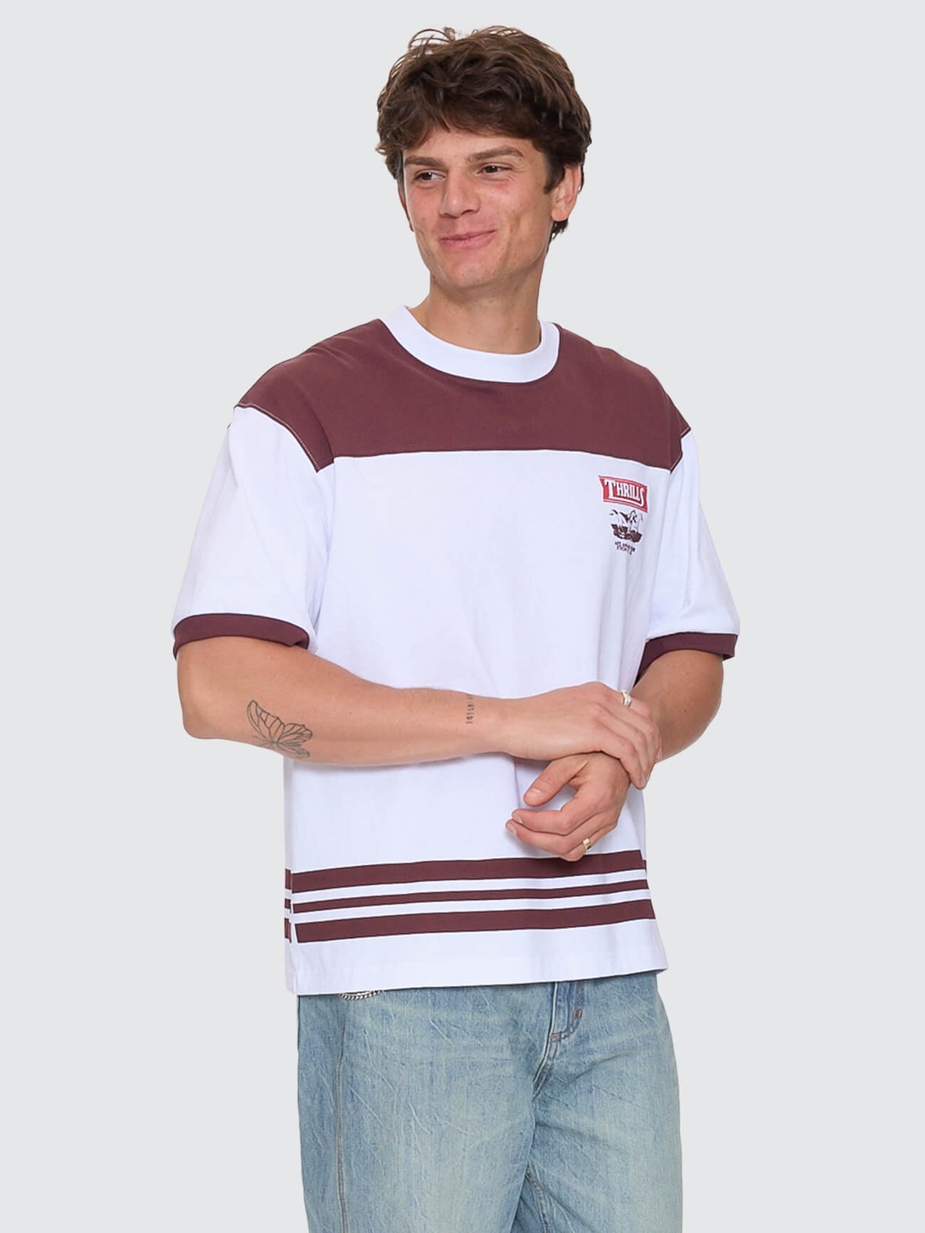 Deep In The Heart Of Byron Box Fit Oversize Cropped Panel Tee - Bitter Chocolate XS