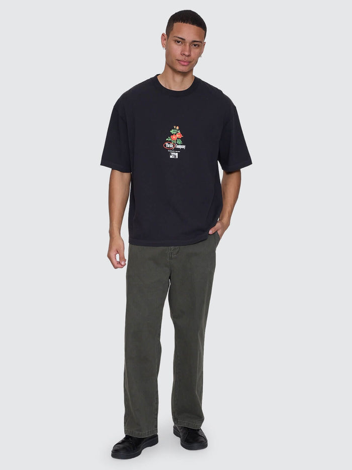 Everything Here Now Box Fit Oversize Cropped Tee - Faded Black XS