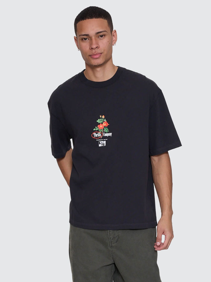 Everything Here Now Box Fit Oversize Cropped Tee - Faded Black XS