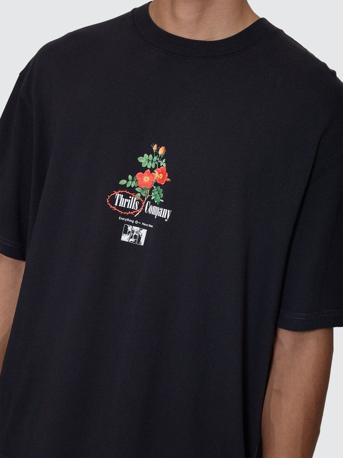 Everything Here Now Box Fit Oversize Cropped Tee - Faded Black XS