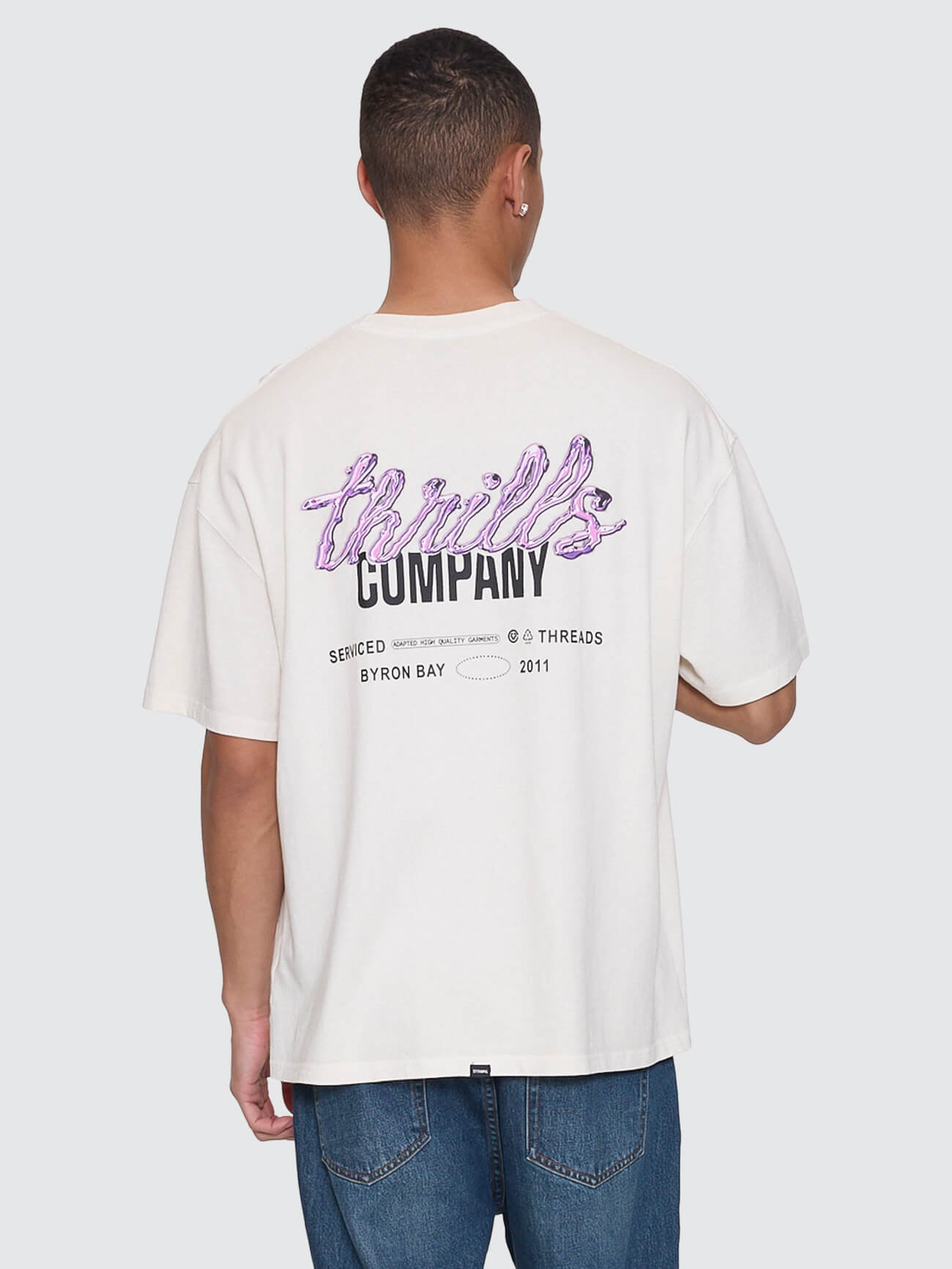 Fluid Thrills Box Fit Oversize Tee - Heritage White XS