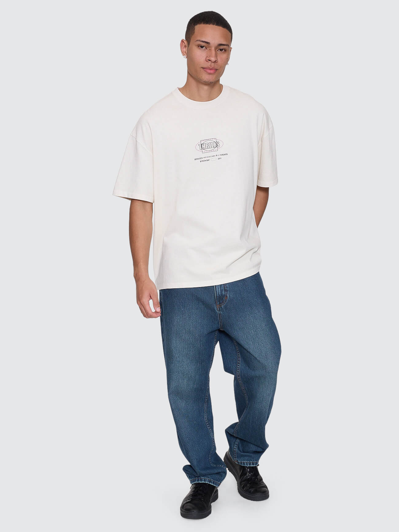 Fluid Thrills Box Fit Oversize Tee - Heritage White XS