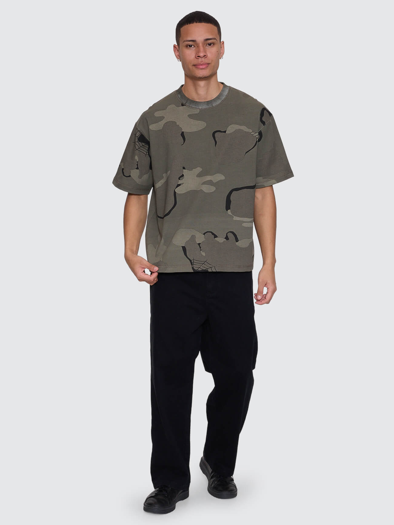 Rose Brigade Camo Box Fit Oversize Cropped Tee - Camo Web XS