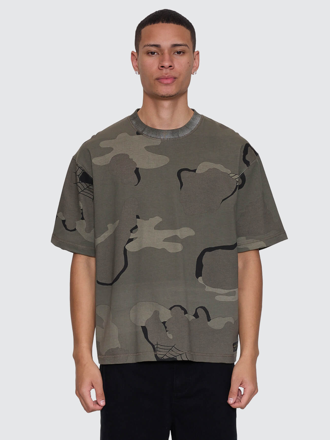 Rose Brigade Camo Box Fit Oversize Cropped Tee - Camo Web XS
