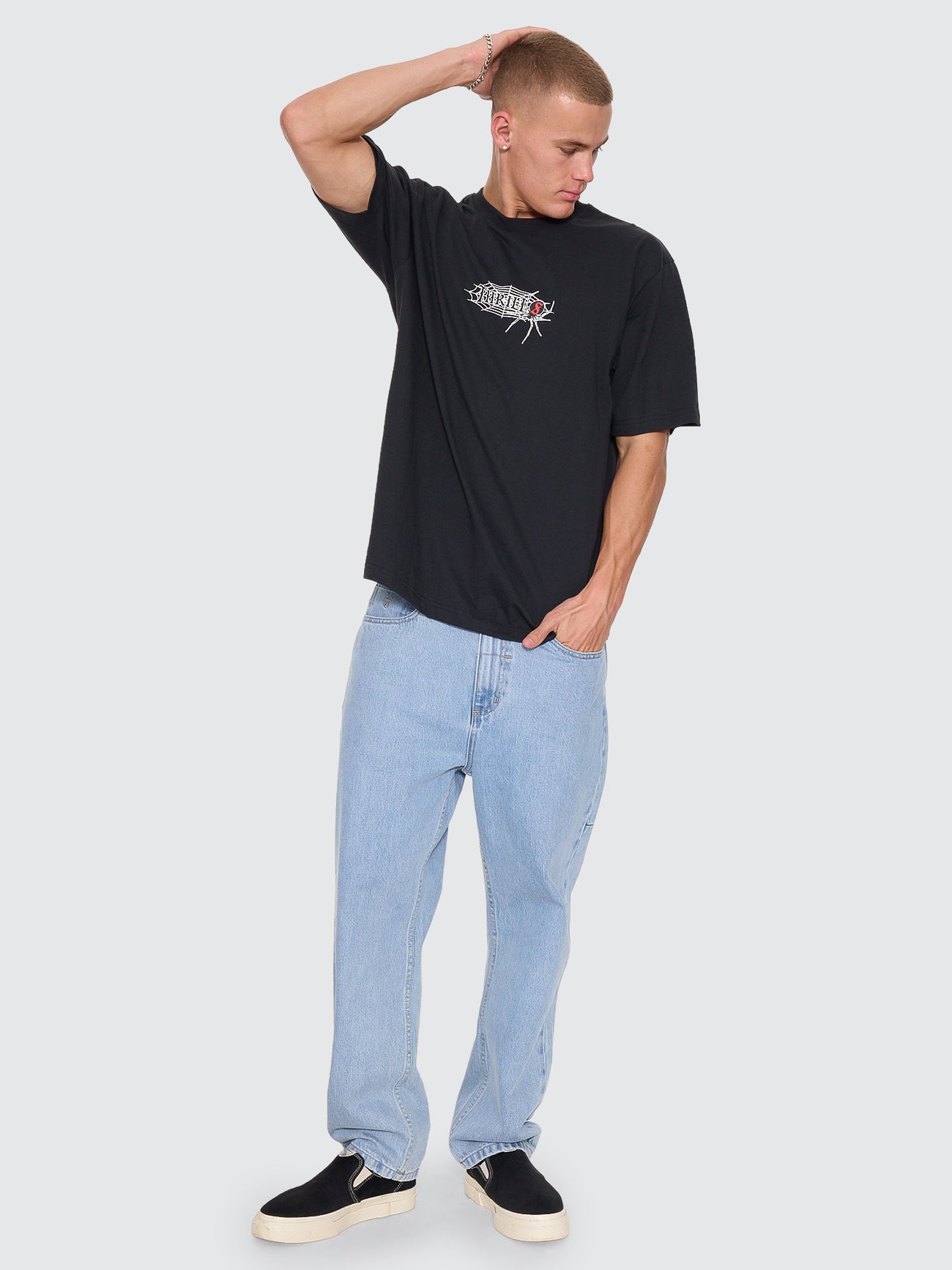 Web Of Deceit Oversize Fit Tee - Washed Black