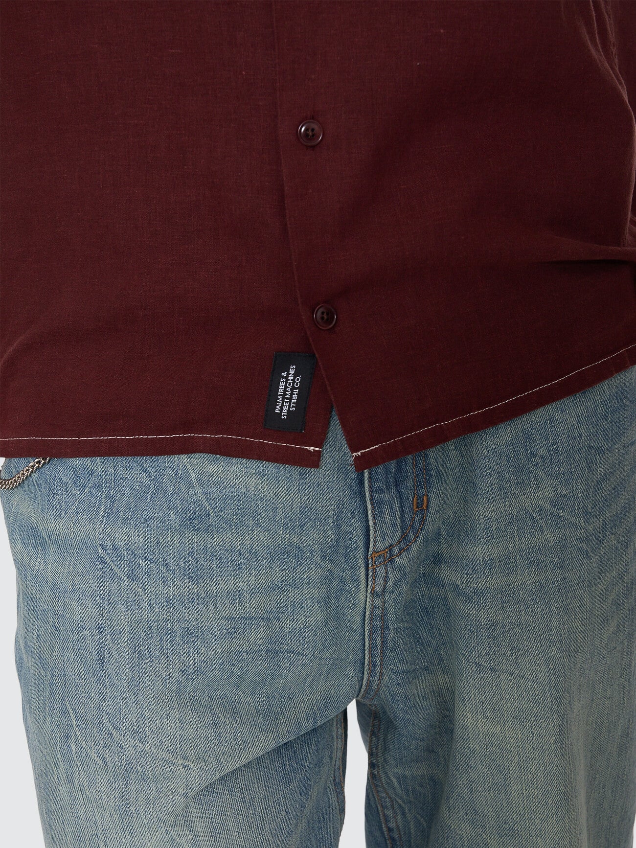 Hemp Minimal Thrills Contrast Stitch Cropped Bowling Shirt - Bitter Chocolate XS