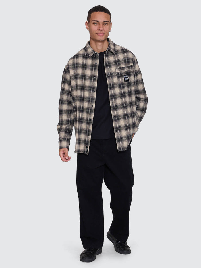 Stagger Barrio Long Sleeve Flannel Shirt - Black