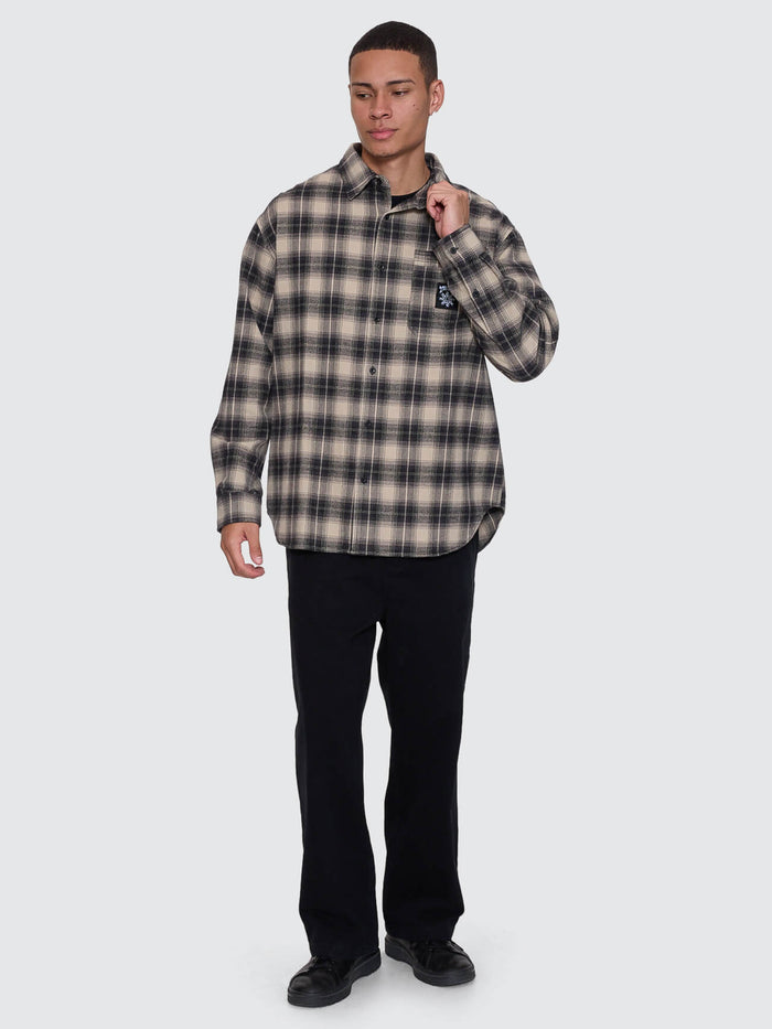 Stagger Barrio Long Sleeve Flannel Shirt - Black