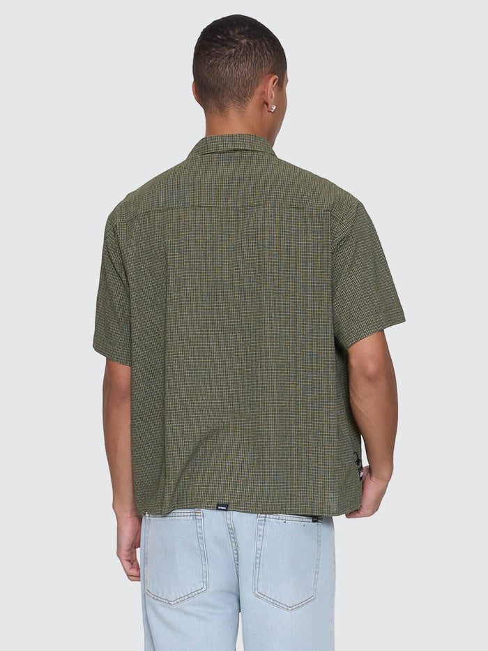 Against All Odds Cropped Short Sleeve Work Shirt - Oil Green XS