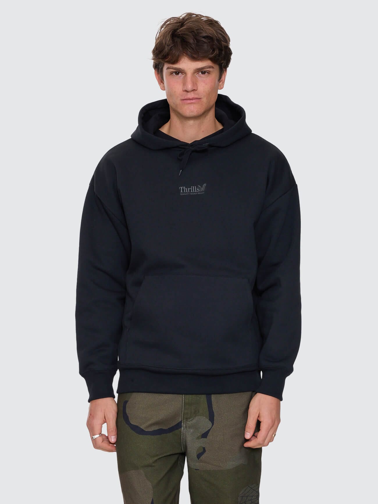 Thrills Union Slouch Pull On Hood - Pirate Black XS