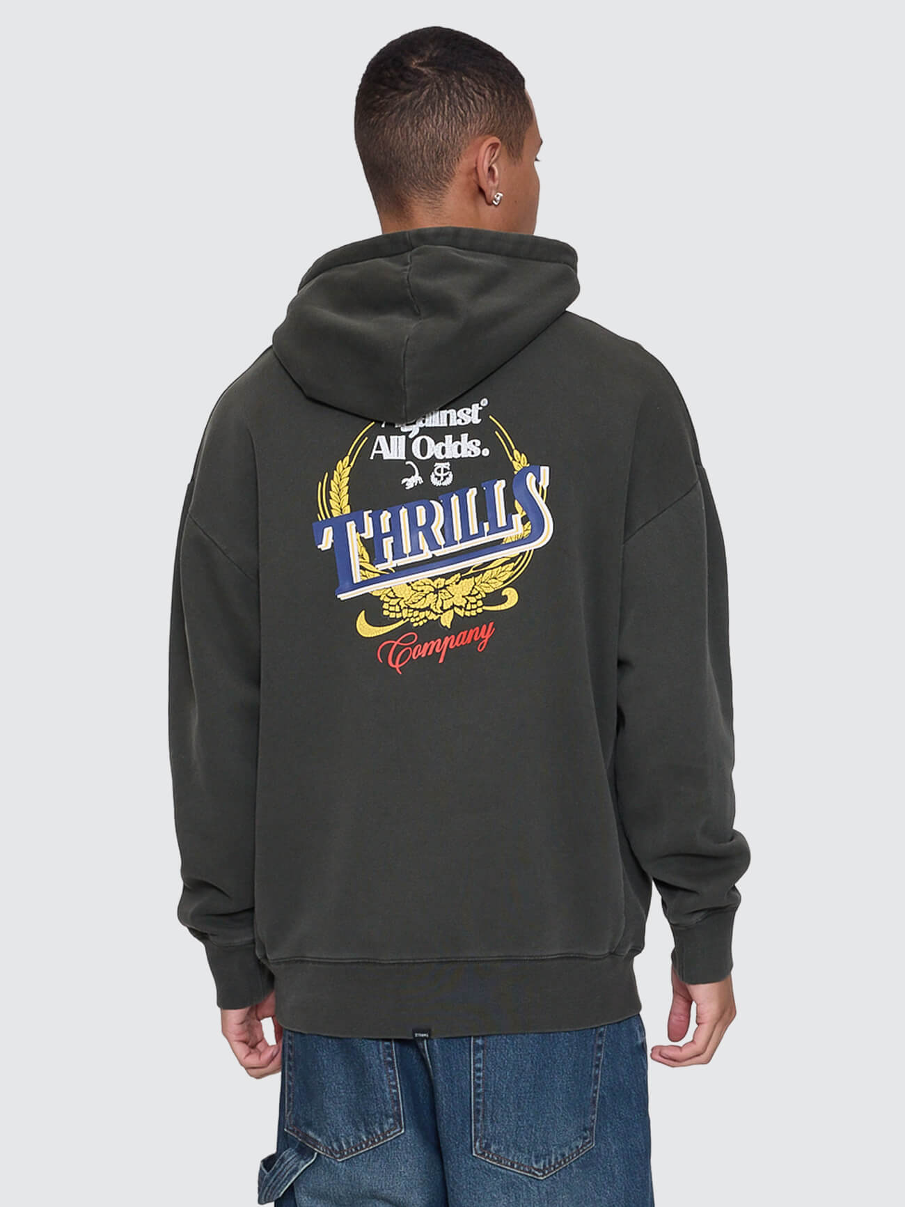 Against All Odds Slouch Pull On Hood - Oil Green XS