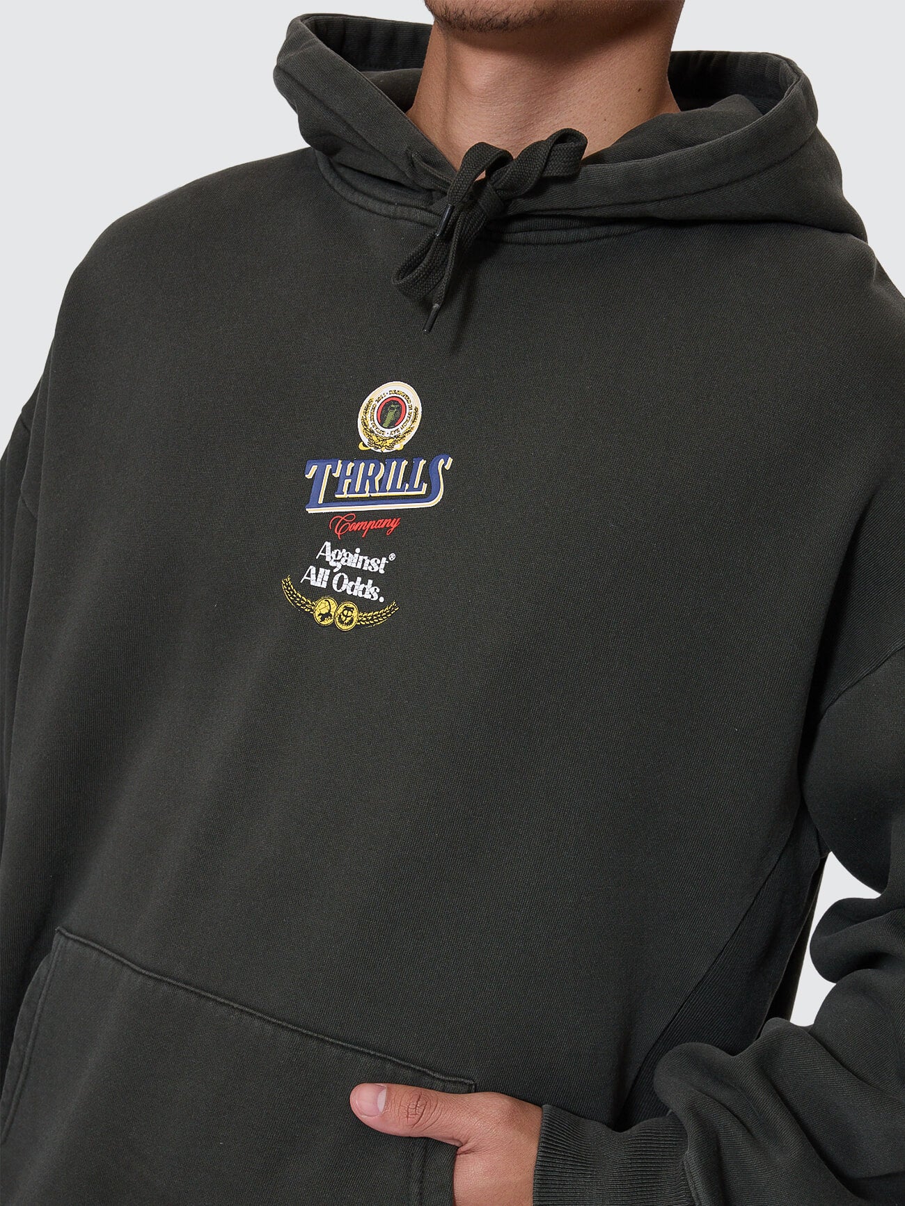 Against All Odds Slouch Pull On Hood - Oil Green XS