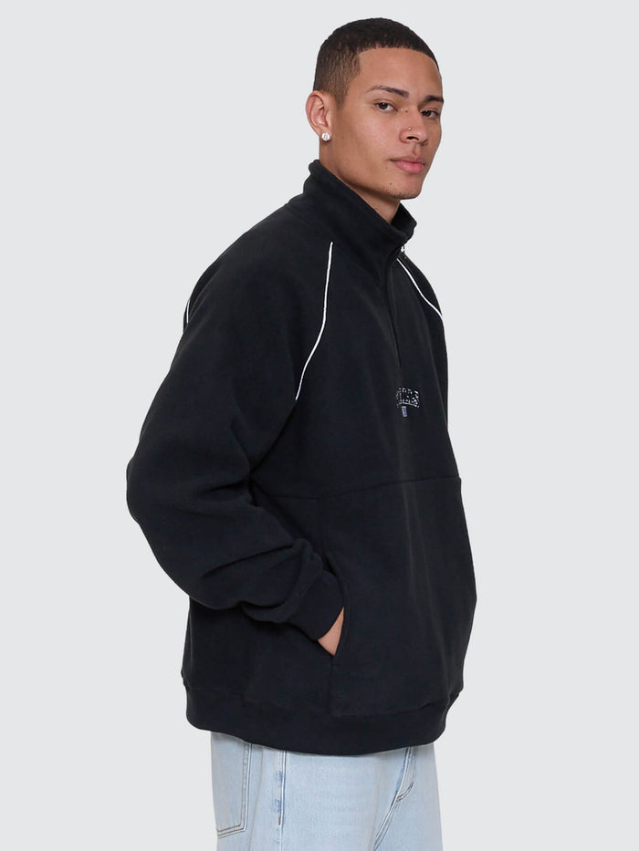 Thrill Of Victory Raglan Quarter Zip Polar Fleece - Faded Black XS