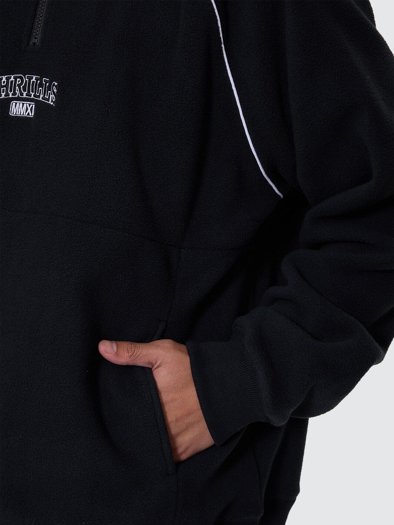 Thrill Of Victory Raglan Quarter Zip Polar Fleece - Faded Black XS
