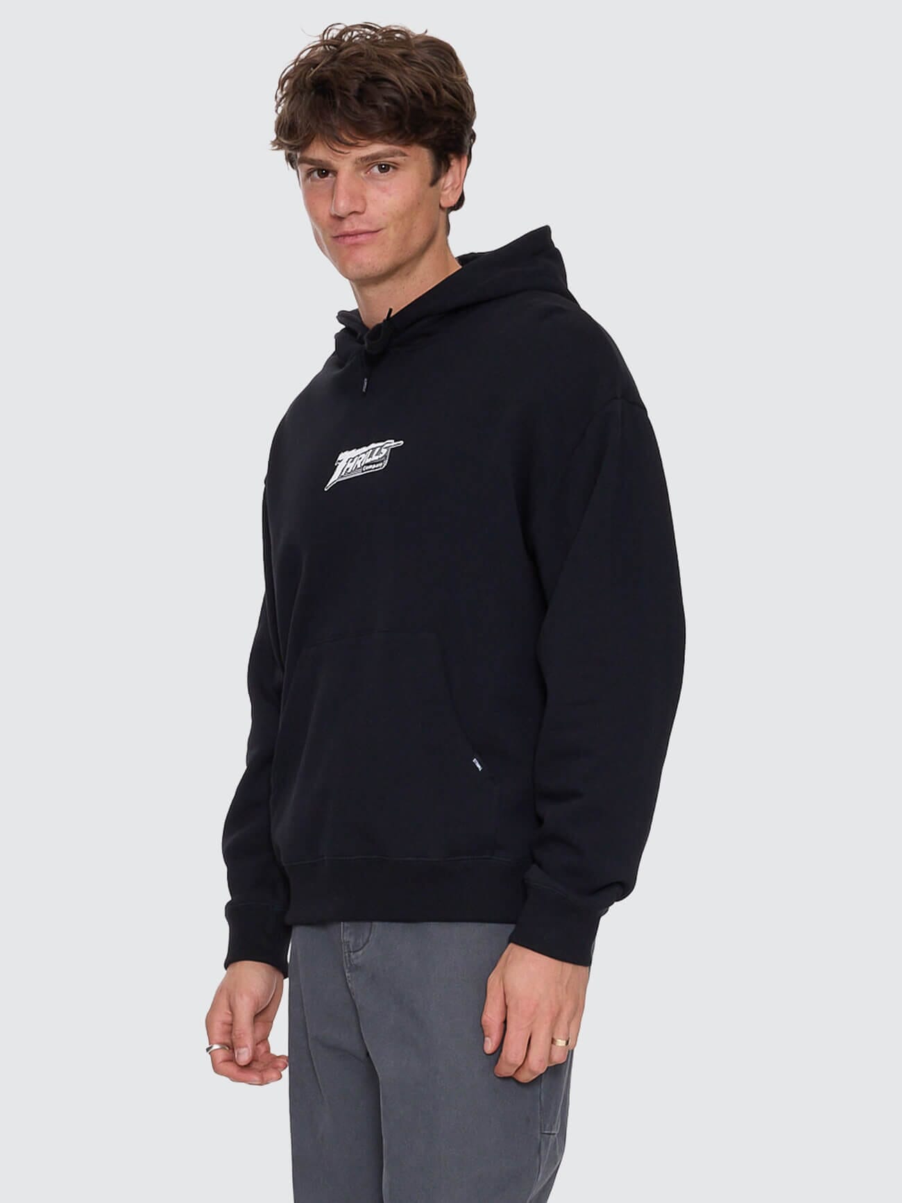 Heavy Voltage Slouch Pull On Cropped Hood - Black XS