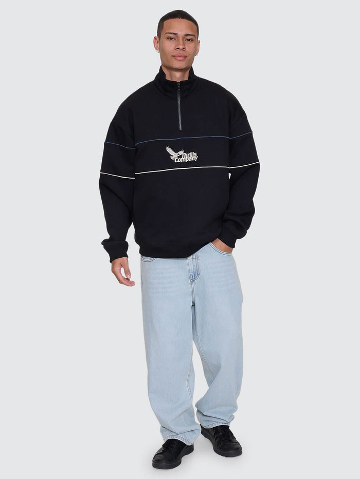 Between Chaos & Calm Quarter Zip Fleece - Black XS