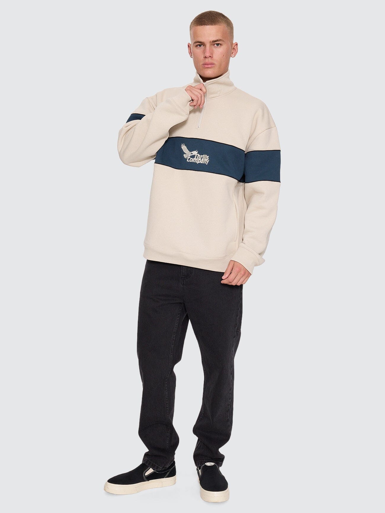 Between Chaos & Calm Quarter Zip Fleece - Oatmeal | Thrills Co.