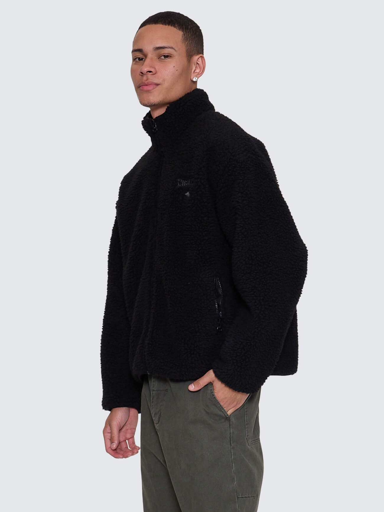 Web Of Deceit Cropped Sherpa Jacket - Black XS