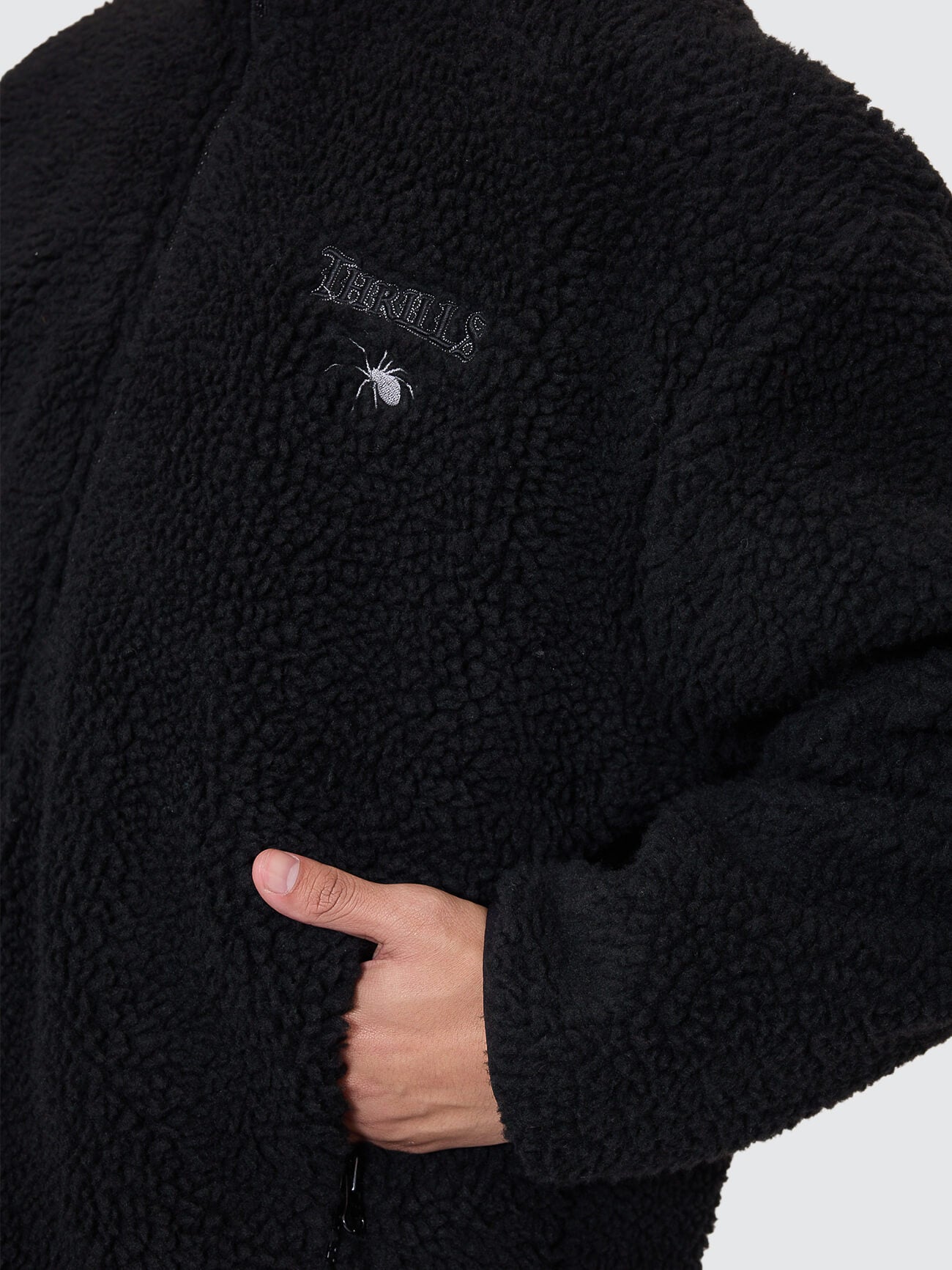 Web Of Deceit Cropped Sherpa Jacket - Black XS