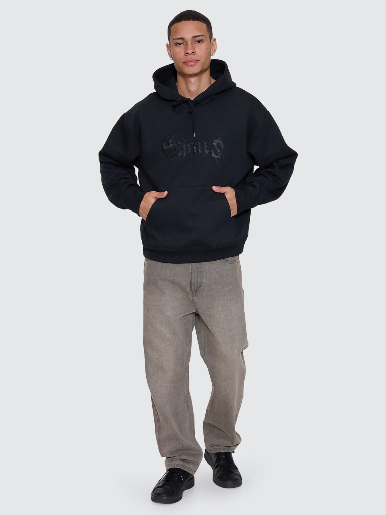 Night Petal Slouch Pull On Cropped Hood - Washed Black XS