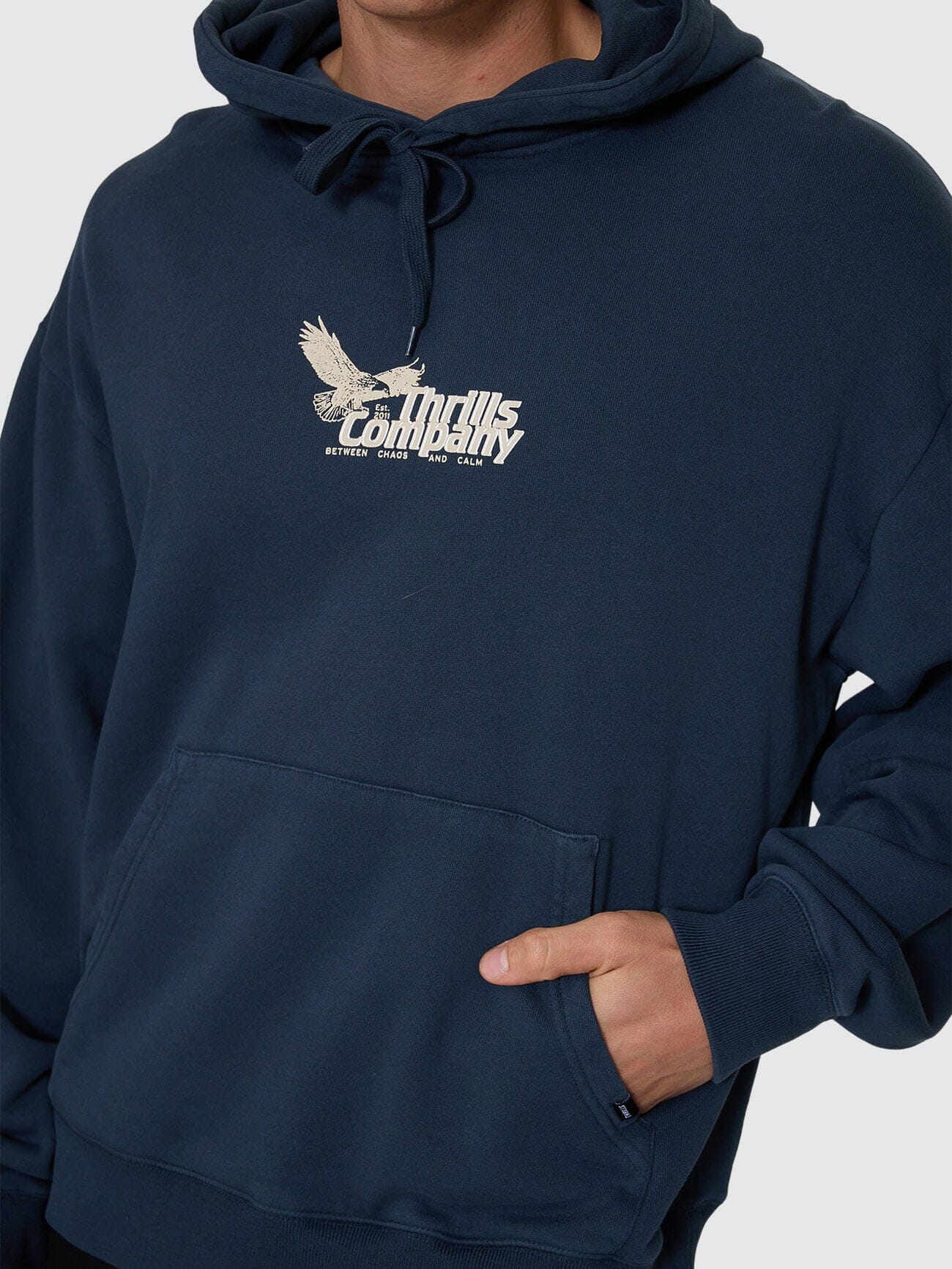 Between Chaos & Calm Slouch Pull On Cropped Hood - Federal Blue XS