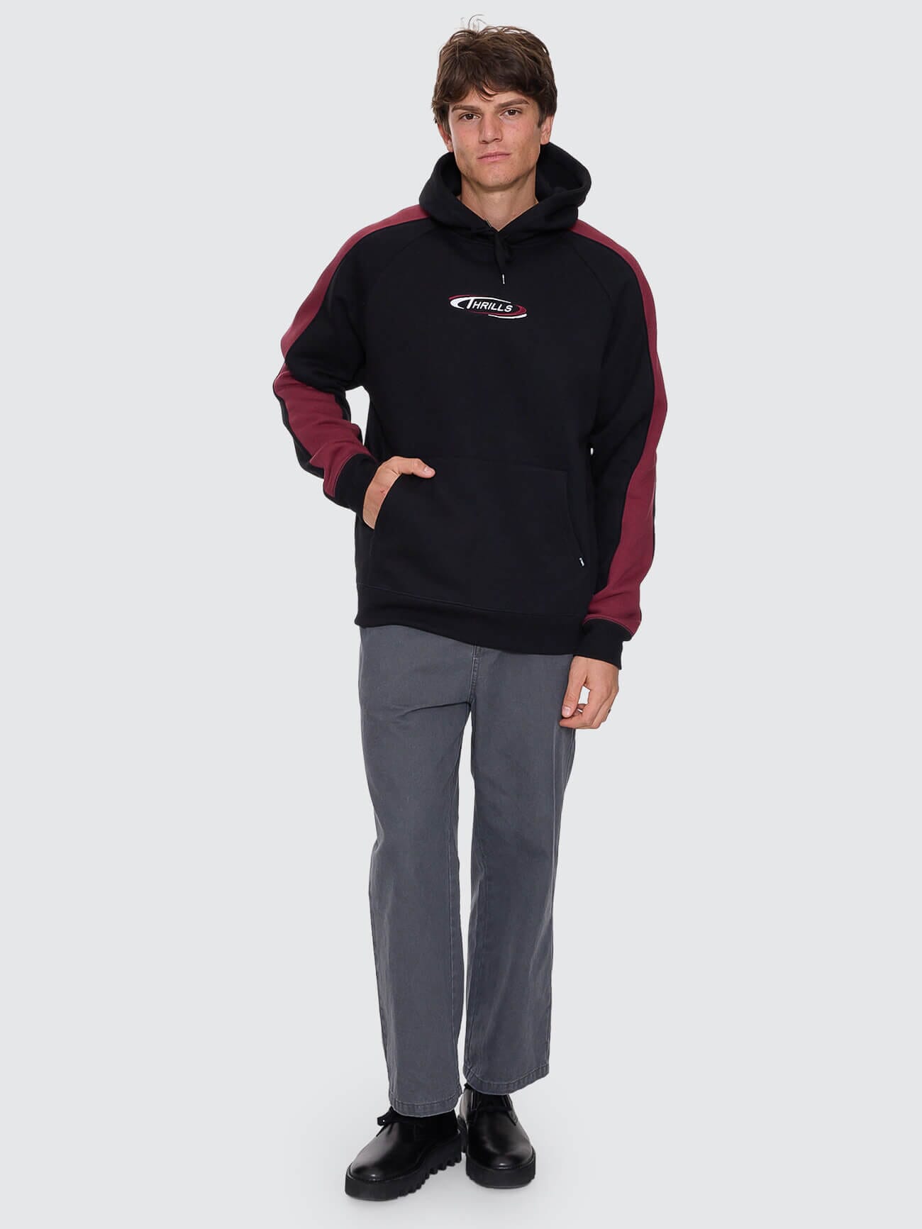 Spectral Raglan Panel Cropped Hood - Black | Thrills Co.