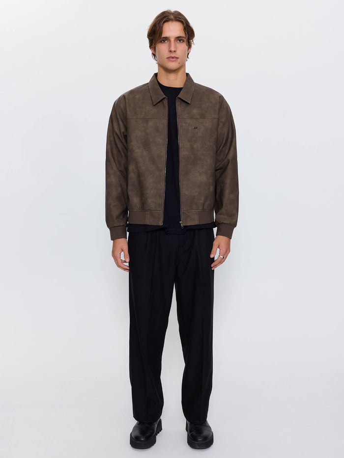 Deep In The Heart Of Byron Leather Work Jacket - Brown XS