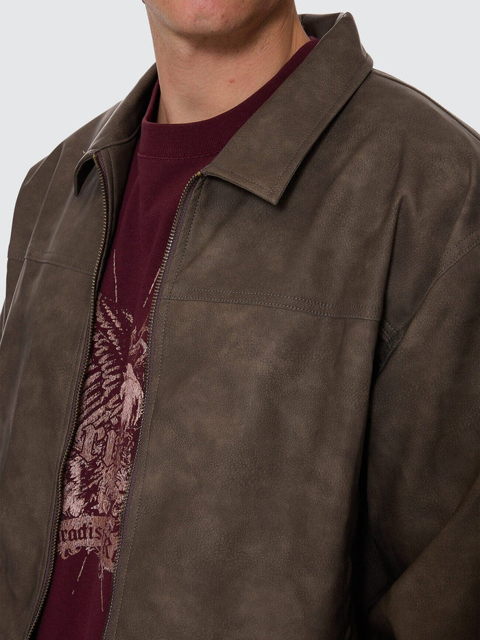 Deep In The Heart Of Byron Leather Work Jacket - Brown XS