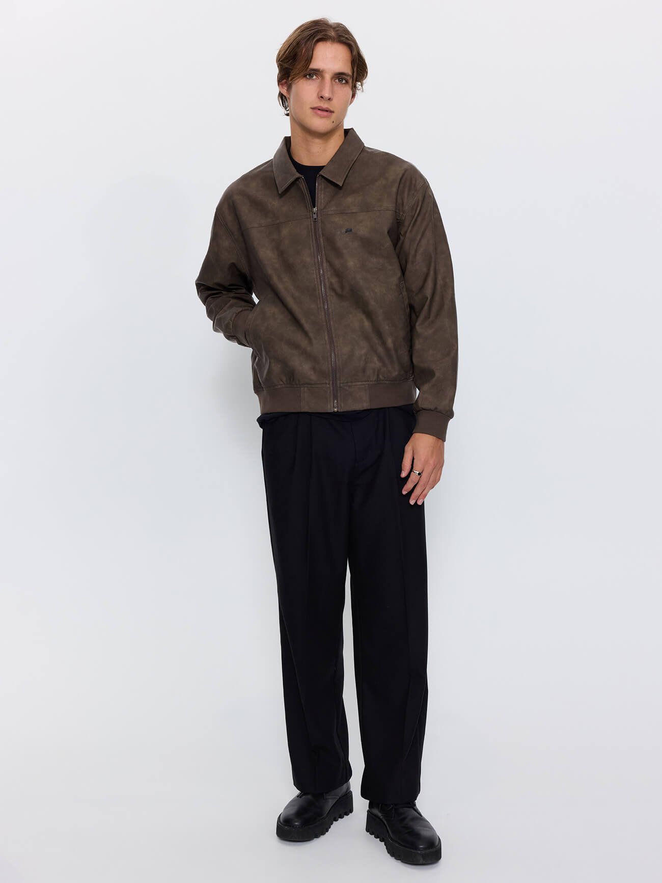 Deep In The Heart Of Byron Leather Work Jacket - Brown XS