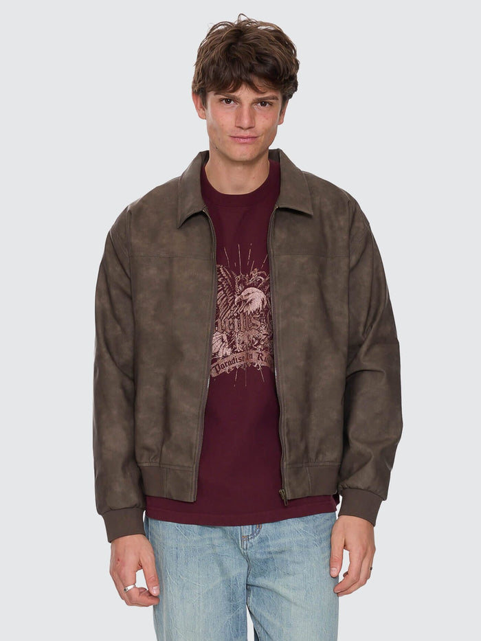 Deep In The Heart Of Byron Leather Work Jacket - Brown XS