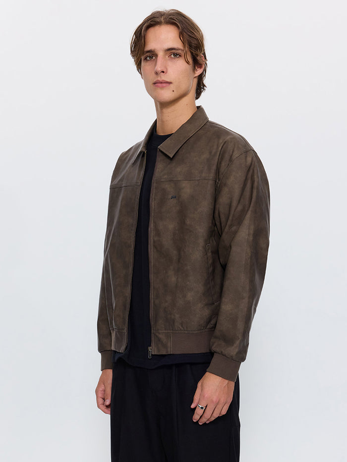 Deep In The Heart Of Byron Leather Work Jacket - Brown