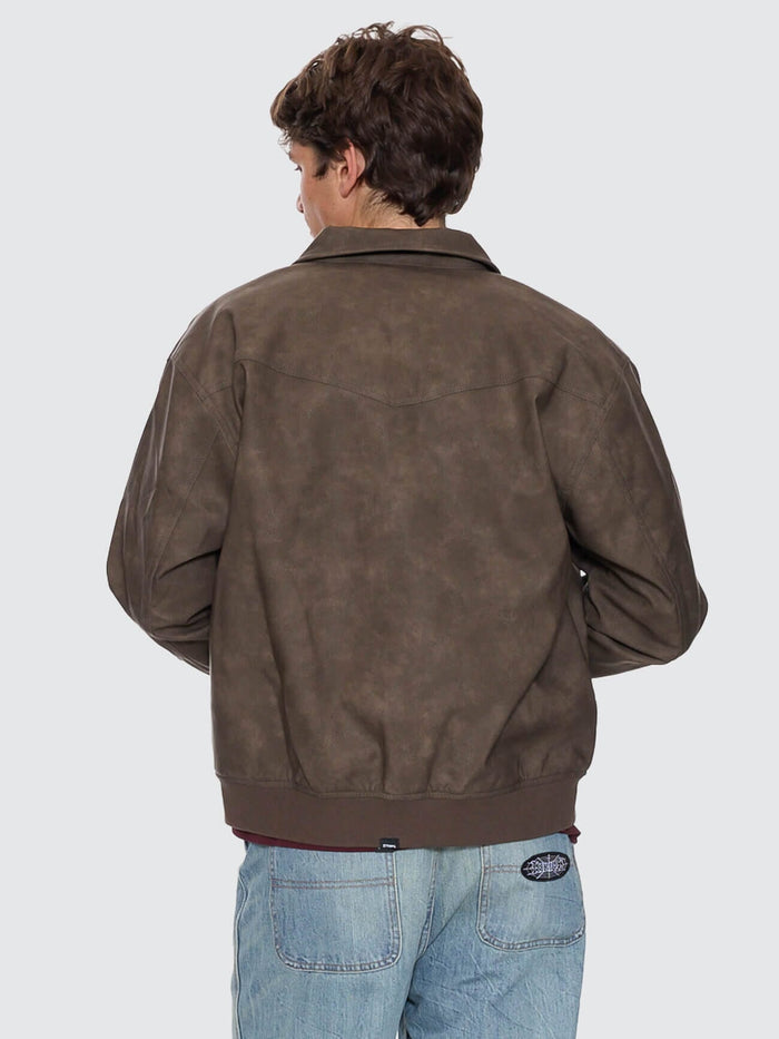 Deep In The Heart Of Byron Leather Work Jacket - Brown XS