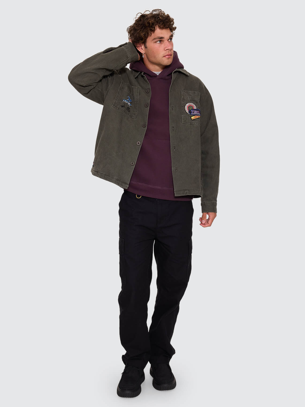Against All Odds Cropped Overshirt - Oil Green