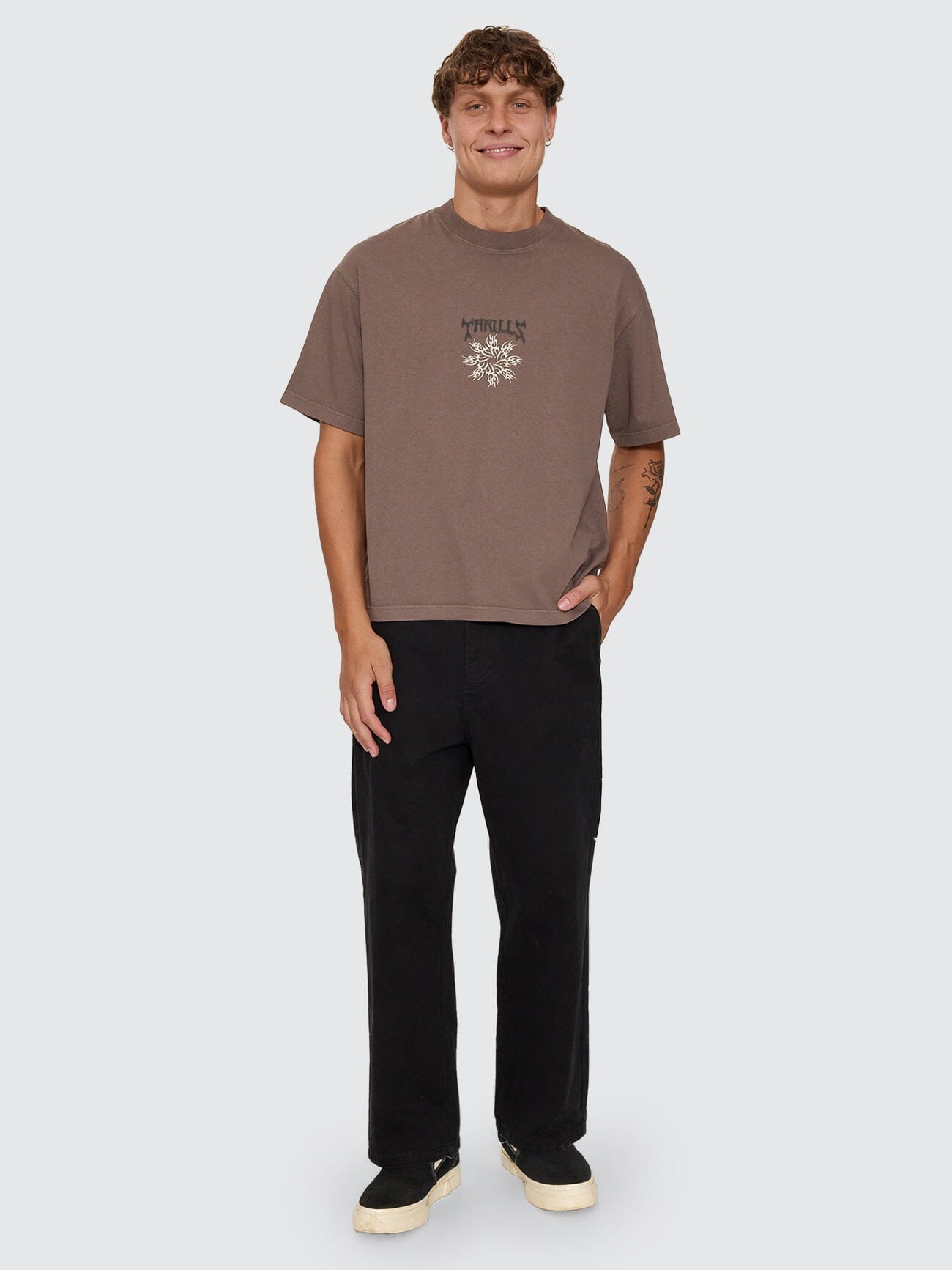 Stagger Big Slacker Cropped Pant - Black | Thrills Co.