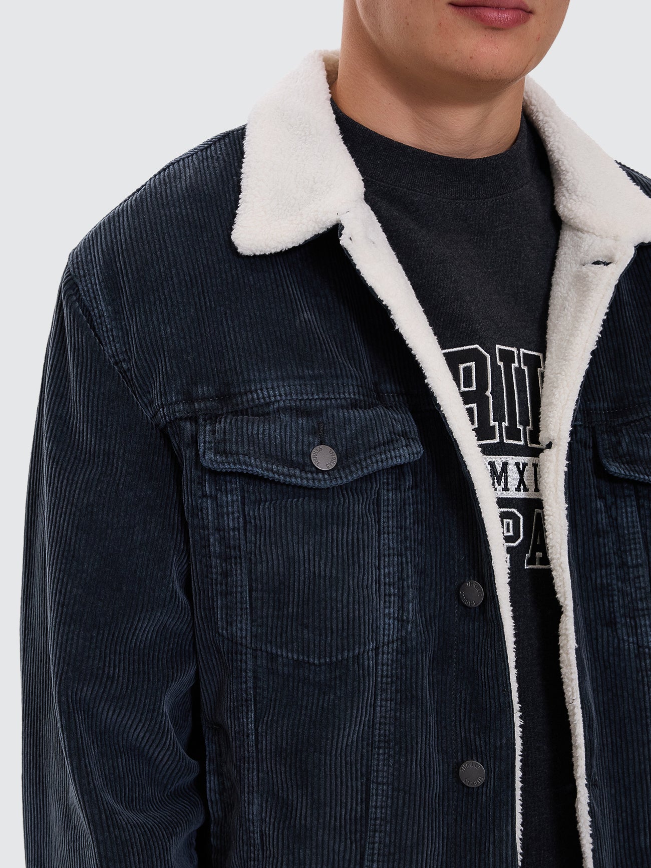 Oversized Sherpa Wanderer Cord Jacket - Ebony XS