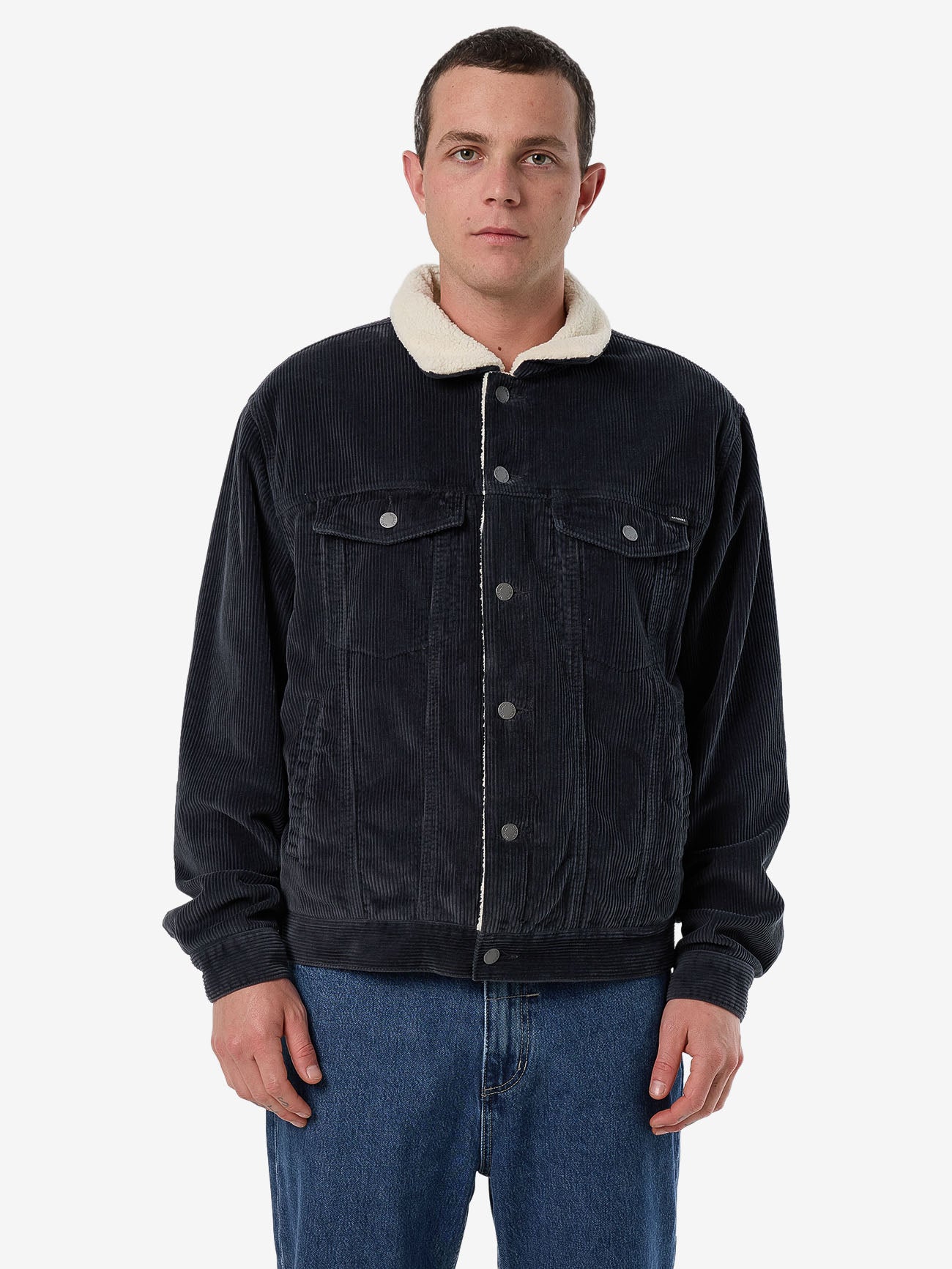 Oversized Sherpa Wanderer Cord Jacket - Ebony