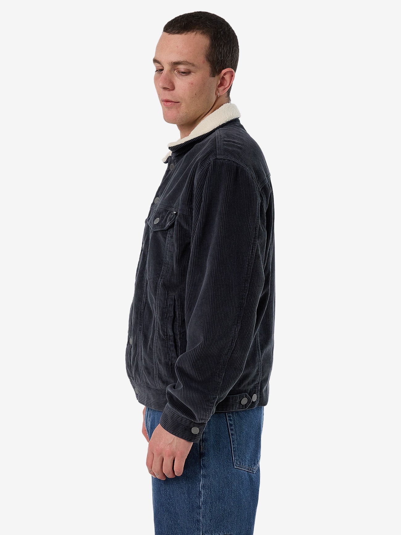 Oversized Sherpa Wanderer Cord Jacket - Ebony