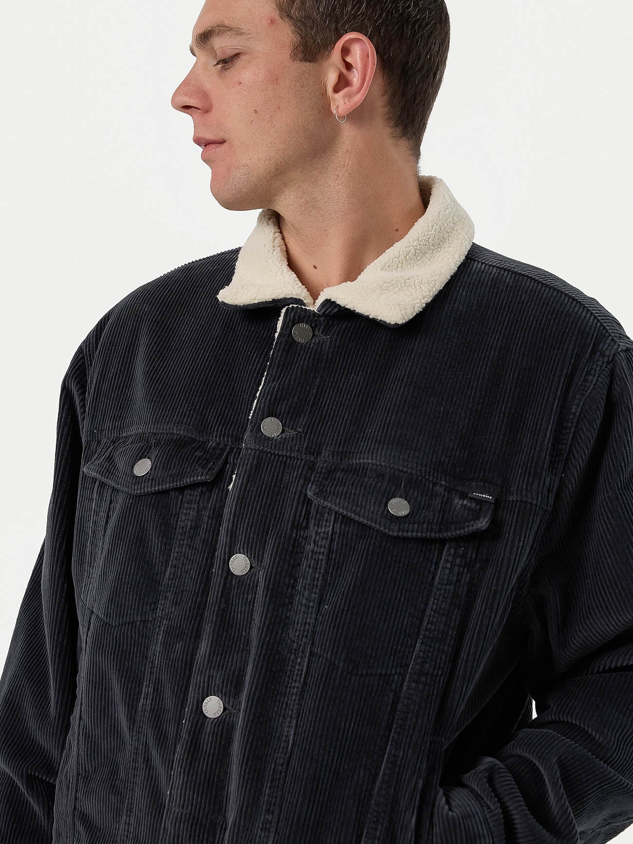 Oversized Sherpa Wanderer Cord Jacket - Ebony