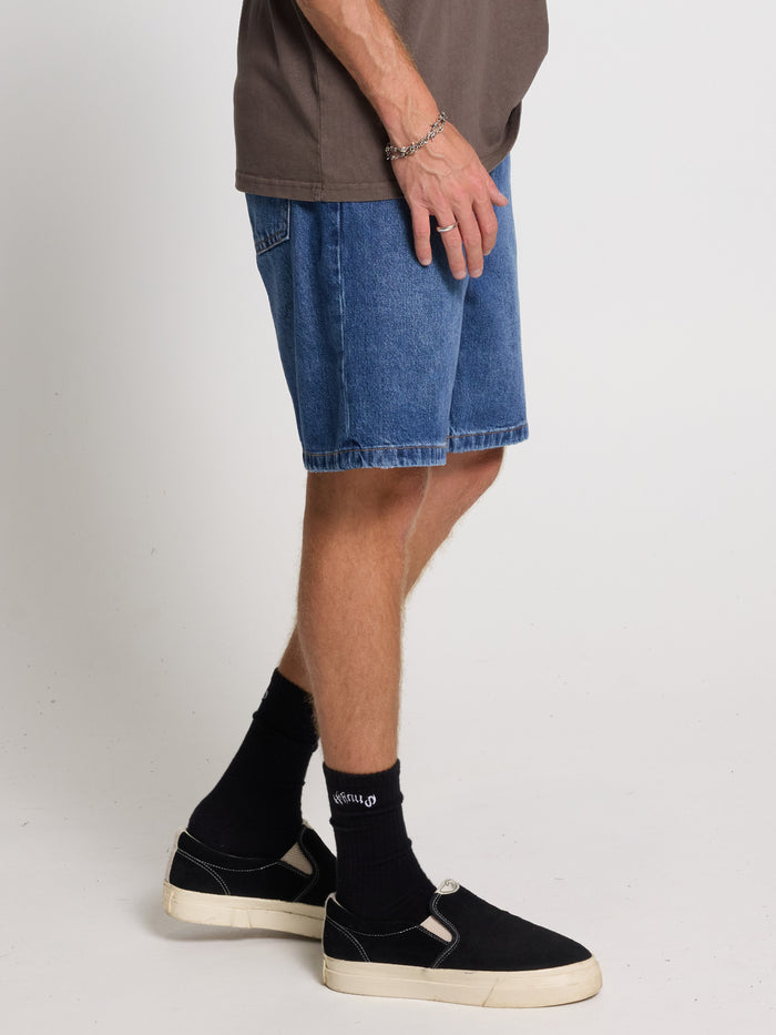 Slacker Relaxed Denim Short - Darker Dust Blue 26