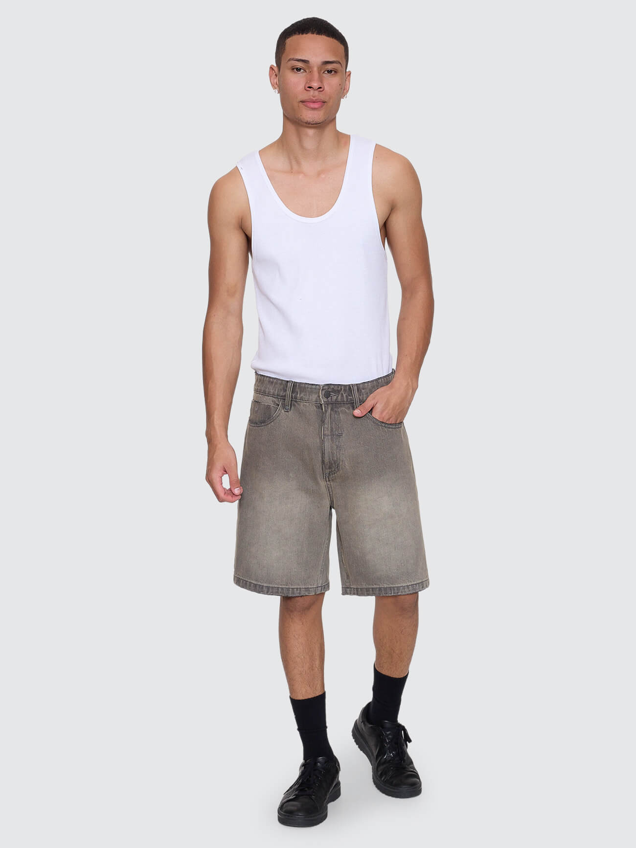 Slacker Relaxed Denim Short - New Grey 26